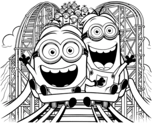 malvorlage-minions-achterbahn-kreativ-ausmalen
