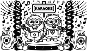 malvorlage-minions-karaoke-buehne