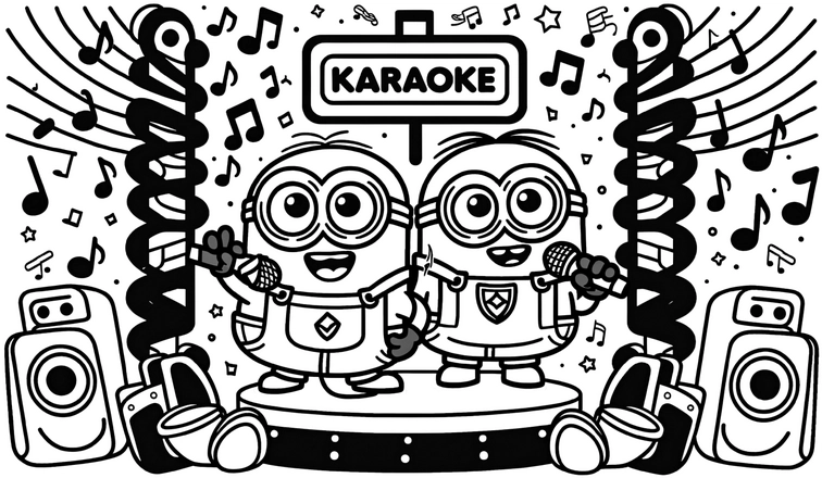malvorlage-minions-karaoke-buehne