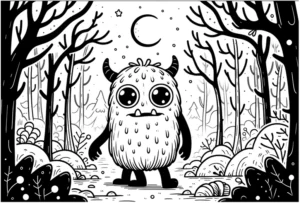 malvorlage-monster-im-wald-fuer-kreative-kinder