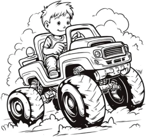 malvorlage-monstertruck-und-kind-ausmalen