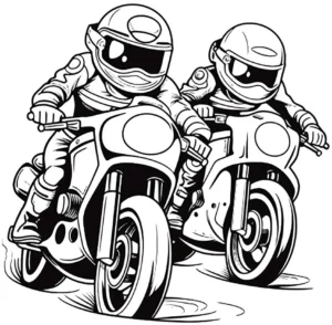 malvorlage-motorrad-rennfahrer-zwei-in-action