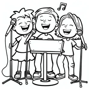 malvorlage-musik-mit-kinder-singen-und-spielen