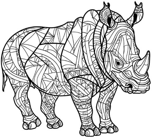 malvorlage-nashorn-geometrische-muster