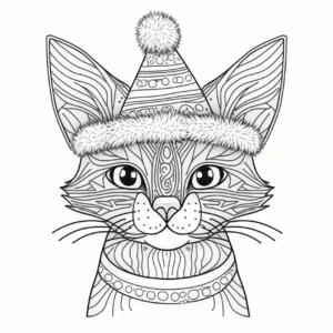 malvorlage-niedliche-katze-mit-weihnachtsmuetze