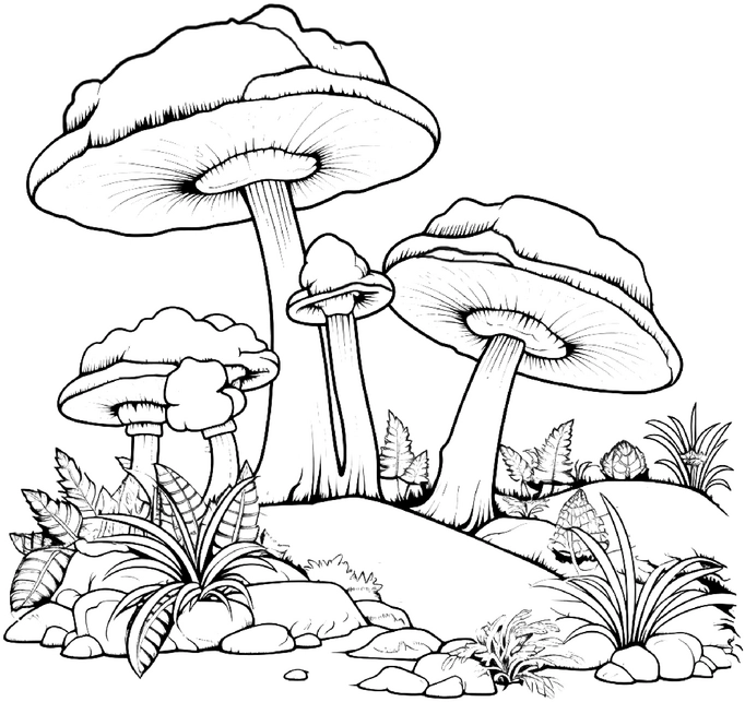malvorlage-niedliche-pilze-ausmalen