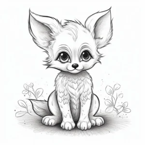 malvorlage-niedlicher-fuchs-mit-pflanzen