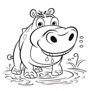 malvorlage-nilpferd-im-wasser