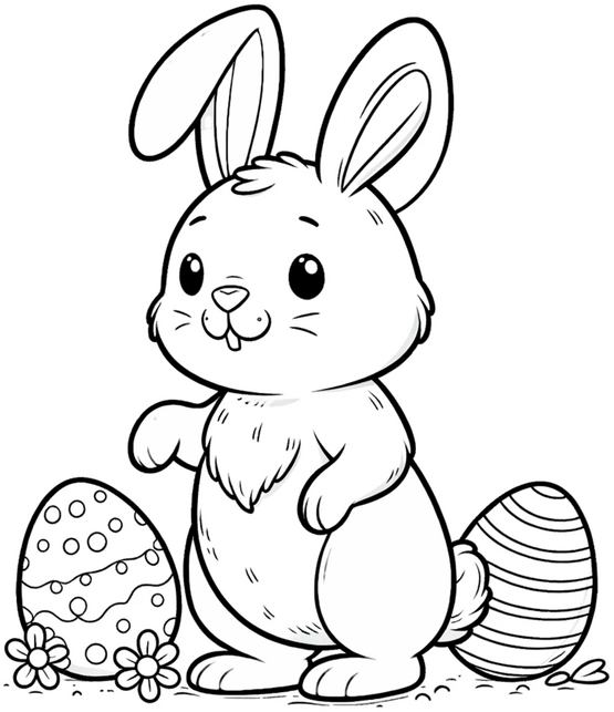 malvorlage-osterhase-mit-ostereiern