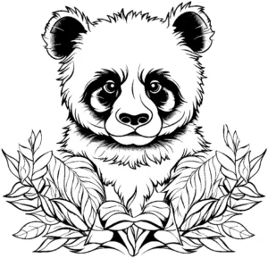 malvorlage-panda-und-pflanzen-umgebung