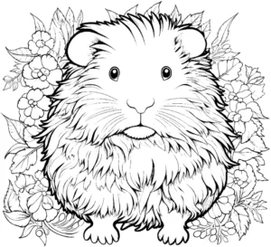 malvorlage-pelziges-meerschweinchen-mit-blumen
