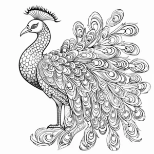 malvorlage-pfau-mit-detaillierten-federn