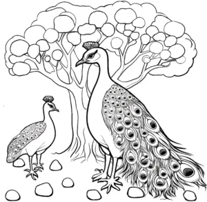 malvorlage-pfau-und-baum