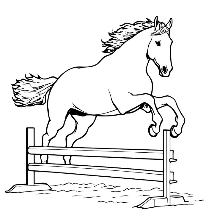 malvorlage-pferd-springt-ueber-hindernis