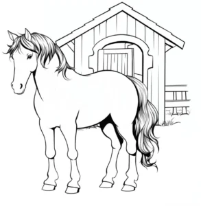 malvorlage-pferd-vor-stall