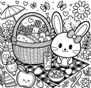 malvorlage-picknick-hase-fruechte-natur