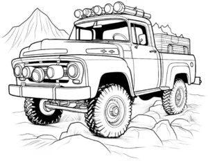 malvorlage-pickup-truck-in-der-natur