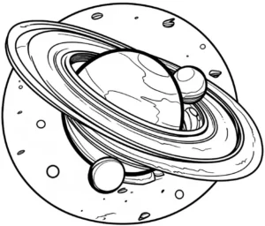 malvorlage-planet-im-weltall-mit-ringen