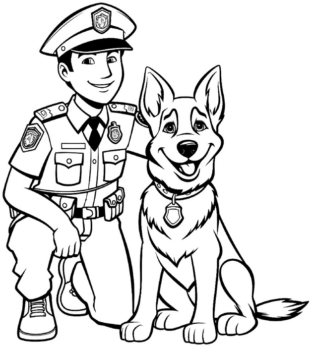 malvorlage-polizist-mit-hund
