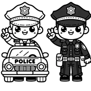 malvorlage-polizist-und-polizeiauto-zum-ausdrucken