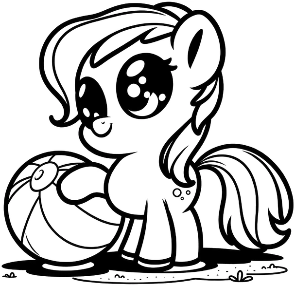 malvorlage-pony-mit-ball-ausmalbild