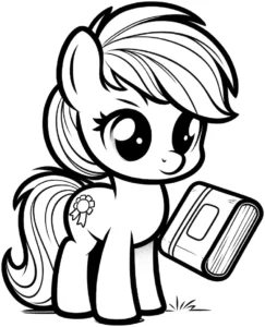 malvorlage-pony-mit-buch-fuer-kinder