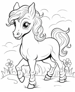 malvorlage-ponys-in-der-wiese