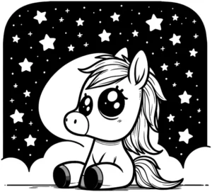 malvorlage-ponys-unter-sternenhimmel
