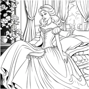 malvorlage-prinzessin-im-maerchenzimmer