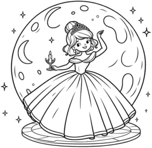 malvorlage-prinzessin-im-mondlicht-mit-kerze