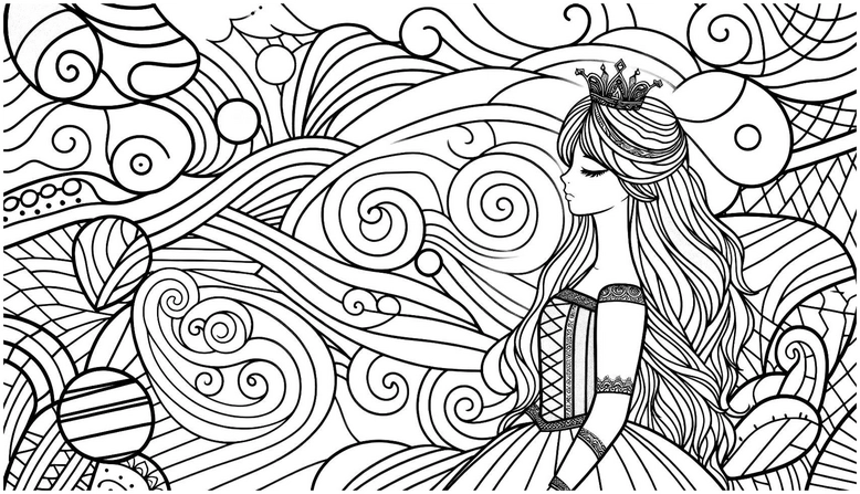 malvorlage-prinzessin-kreativer-hintergrund
