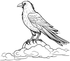malvorlage-rabenvogel-auf-wolke