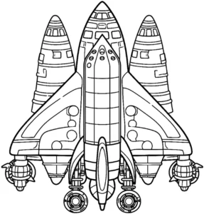 malvorlage-rakete-im-weltall