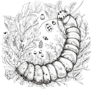 malvorlage-raupe-und-pflanzenwelt