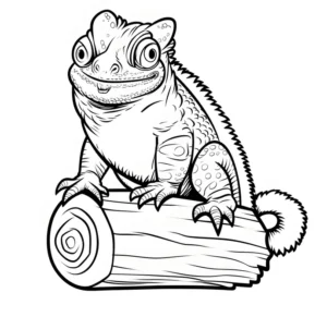 malvorlage-reptil-auf-baumstamm