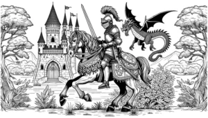 malvorlage-ritter-und-drache-im-schloss
