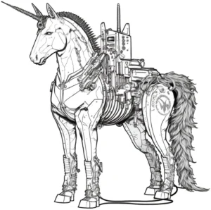 malvorlage-robo-einhorn-mit-technologie