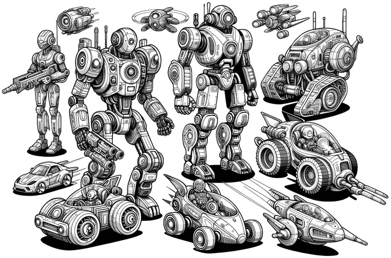 malvorlage-roboter-fahrzeuge-ausmalen