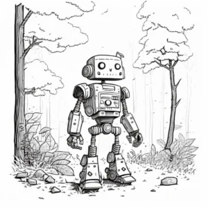 malvorlage-roboter-in-der-natur