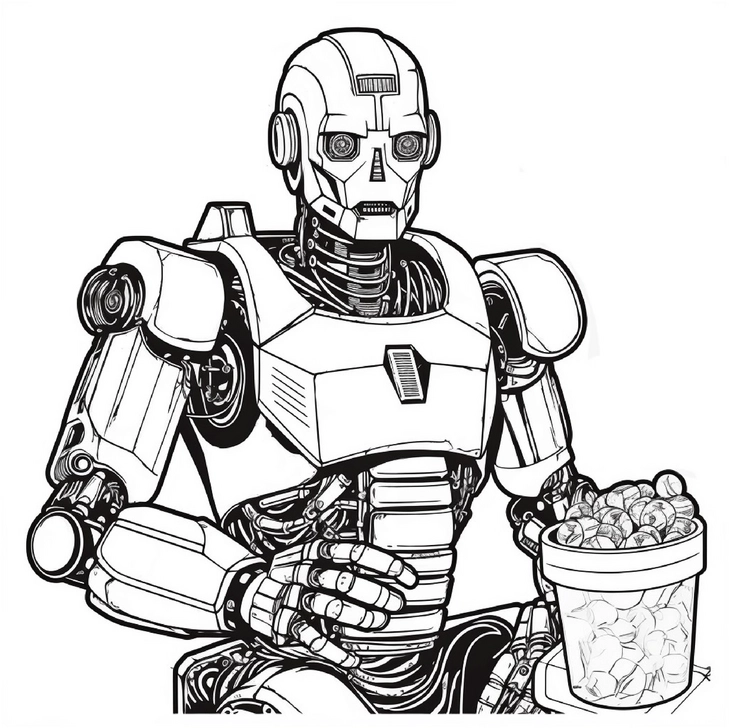 malvorlage-roboter-mit-leckereien