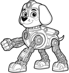 malvorlage-robotischer-hund-mit-mechanischen-elementen