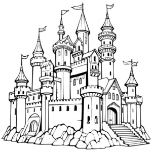 malvorlage-schloss-mit-tuerme-und-zinnen