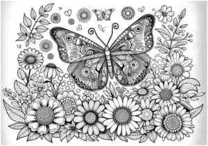 malvorlage-schmetterling-blumen-muster