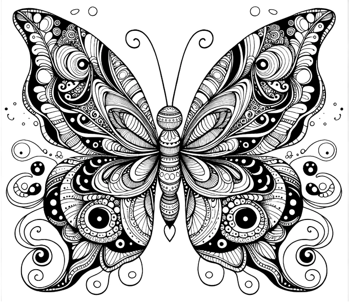 malvorlage-schmetterling-mit-geometrischen-mustern