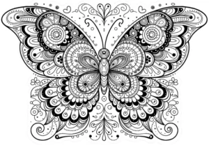 malvorlage-schmetterling-mit-verzierten-mustern