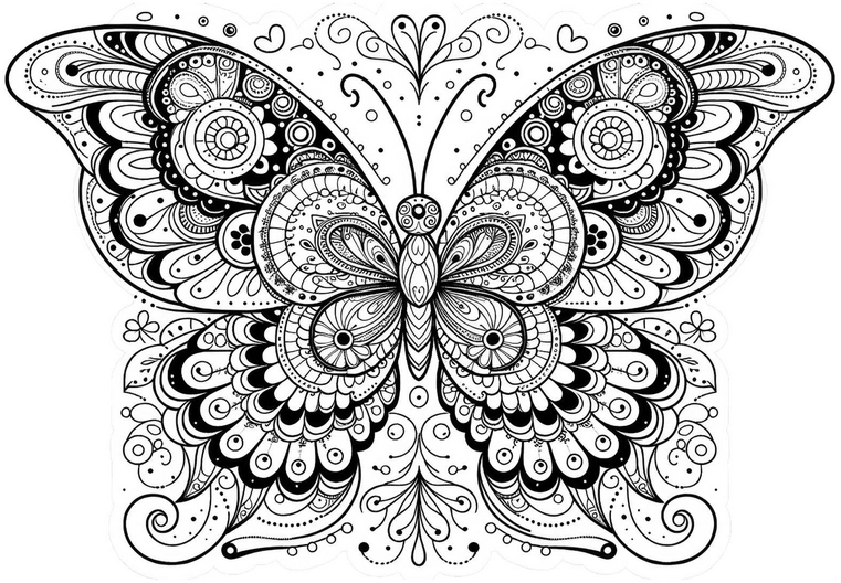 malvorlage-schmetterling-mit-verzierten-mustern