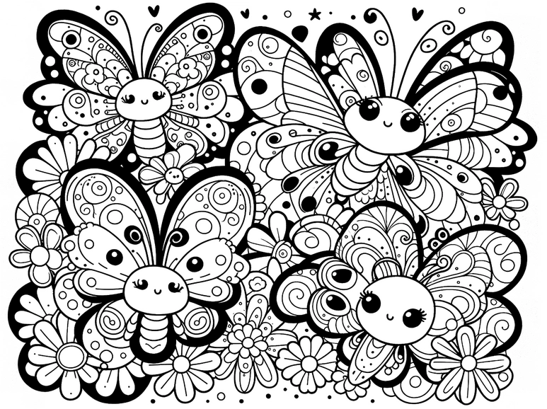 malvorlage-schmetterlinge-blumen-ausmalbild