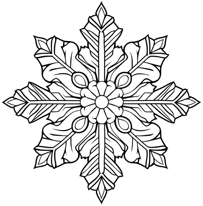 malvorlage-schneeflocke-blattmuster