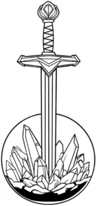 malvorlage-schwert-kristalle-ausmalbild