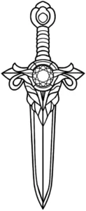 malvorlage-schwert-mit-verzierungen-und-edelstein